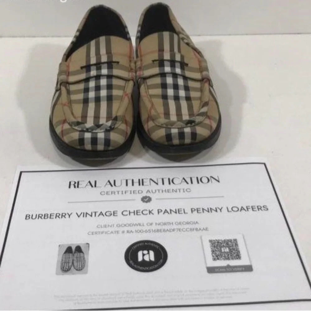 Burberry Vintage Check Panel Penny Loafers — Size 42 (Made in Italy) US 9.5